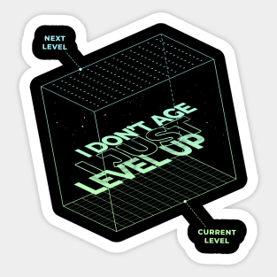 I don’t age, a just level up, geometric graphic, funny gamer birthday gift for men and women, Sticker